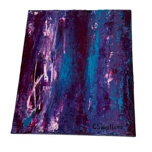Abstract expressionist, Art Purple and Blue on Canvas board